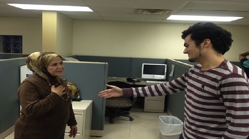 Muslim woman handshake